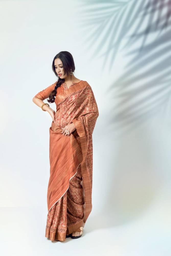 Rajpath Ajrakh Silk Fancy Wear Designer Latest Saree Collection